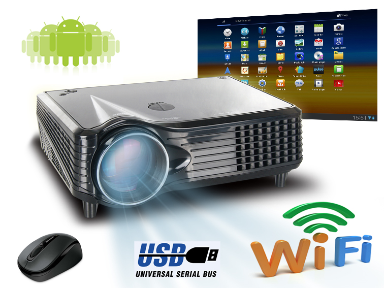 Multimedia Projector Full HD LED Android 4.0 HDMI USB SD for home theater system