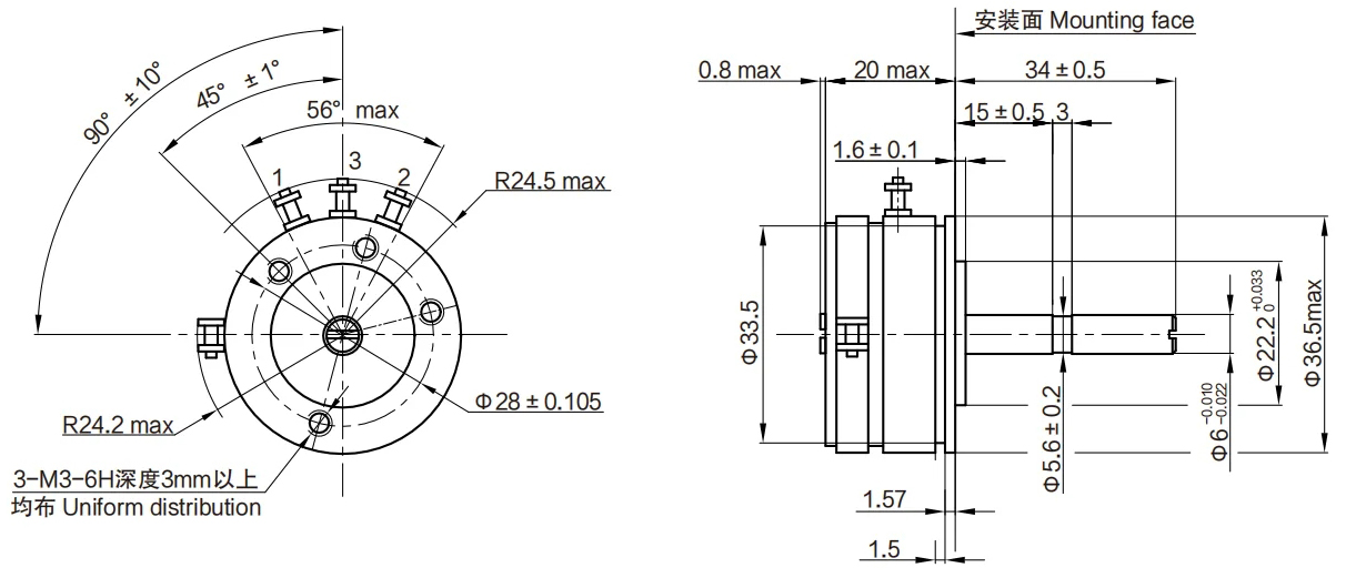 WDD35D4 1K 2K 5K Rotary Potentiometer Precision Conductive Plastic Potentiometer