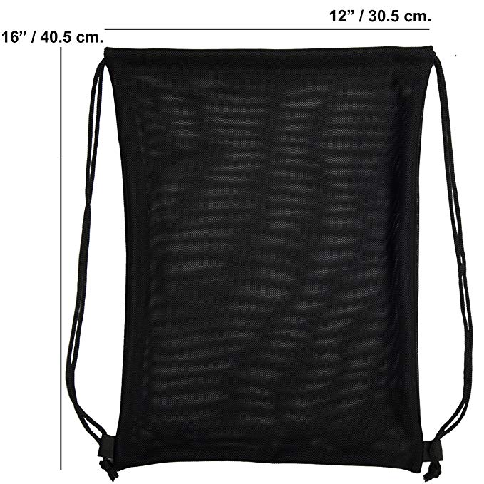 Black Nylon Travel Shoes Mesh Drawstring Bags Waterproof Tear Resistant