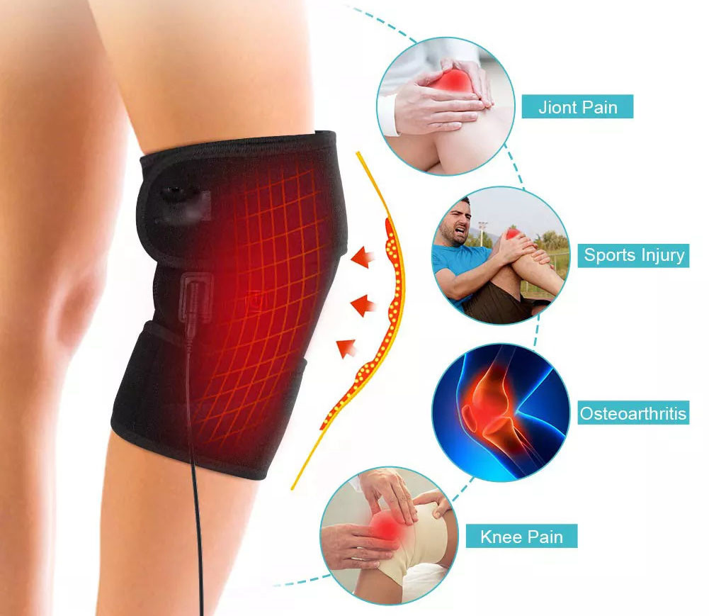 OEM Electric Heating Knee Massager , Heat Therapy Knee Wrap Brace 47×20cm size
