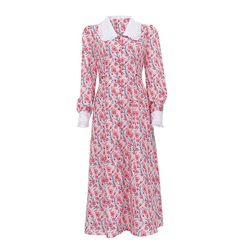 OEM maufactory Print Long Skirt Doll Collars Polyester European American Long Sleeved