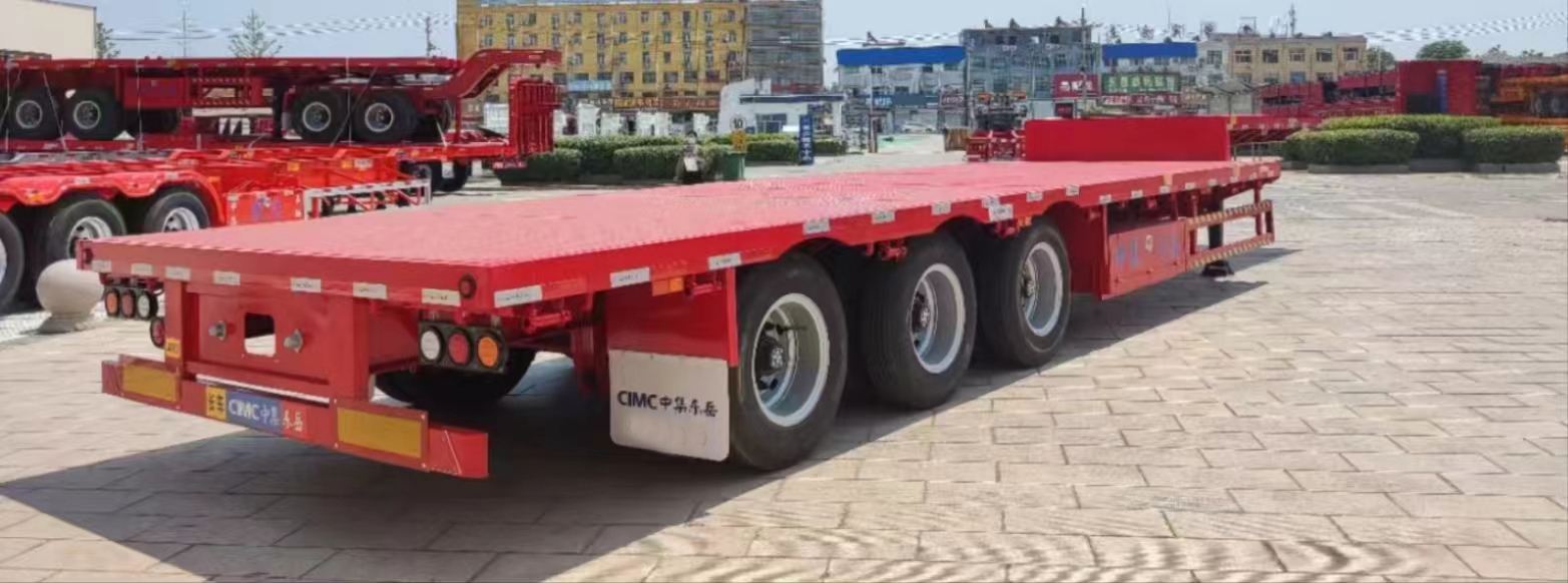 CIMC cheap 3 axles high Steel Cargo Hot Sale 20ft 40ft Container Chassis with lock Low Flat Deck transport Flatbed Semi Trailer