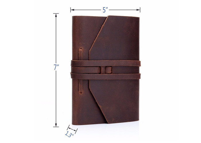 Dark Borwn Color Personalized Leather Bound Journal Refillable Weight 488g
