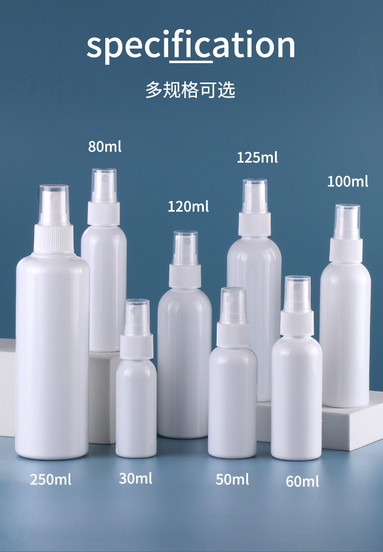 20ml30ml50ml60ml100mlPET Round Fine Mist Spray Bottle Plastic Container Custom Logo Pump Sprayer for Beach and Pool Days