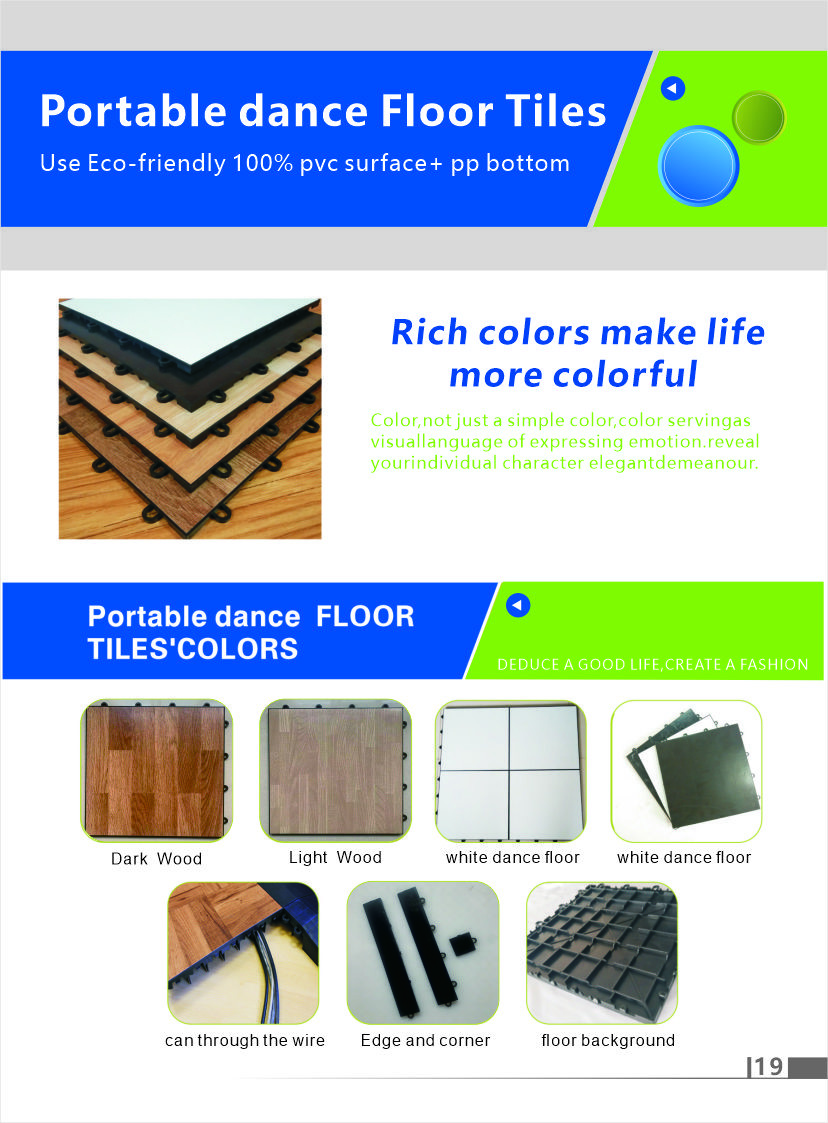 Anti Slip Interlocking Dance Floor Tiles 12mm 3x3 Dance Floor Tiles