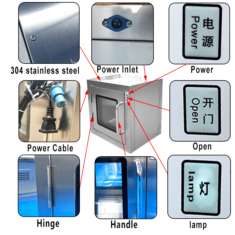 Customizable Cleanroom Stainless Steel Pass Through Cabinet Pharma laminar Flow Pass Thru Box