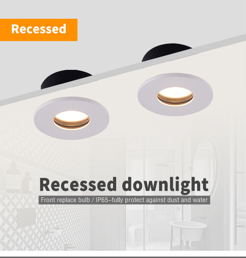 Black Recessed 50 W LED Waterproof IP65 Downlight For Kitchen