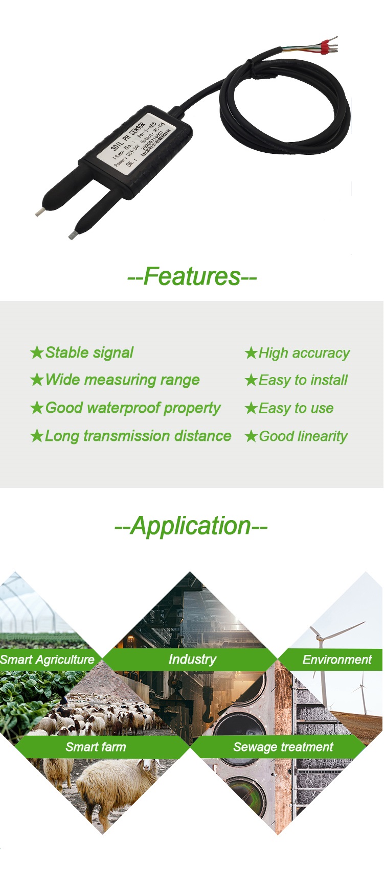 Versatile Accuracy Agricultural RS485 RS232 4-20mA 0-5V Soil pH Sensor for Greenhouse