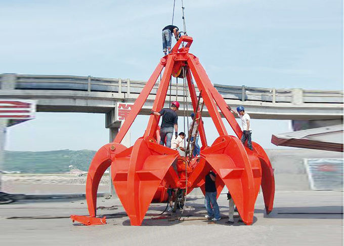 Mechanical Four Wirerope Clamshell Grab Bucket For Crane , Excavator Grab Bucket