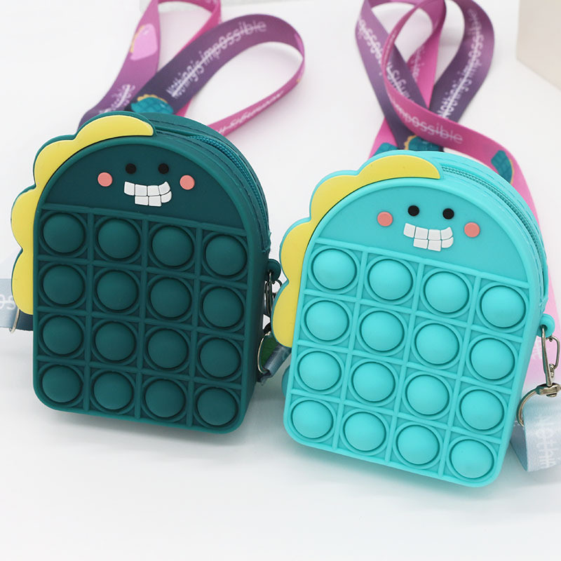 Dinosau Soft Silicone Pencil Case For Stationery And Makeup Items Backpack Bag Silicone SchooL Crossbody Shoulder Bag