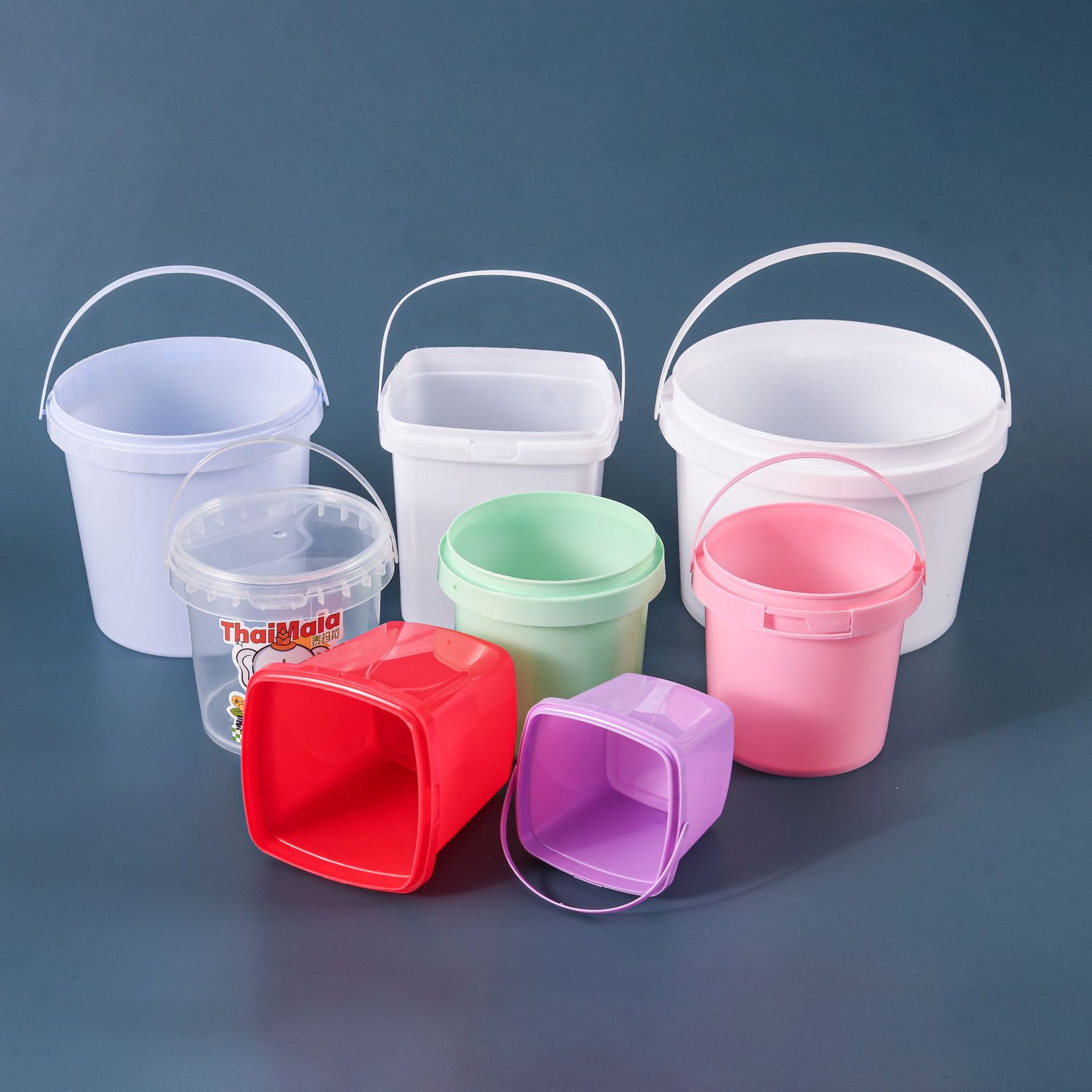 Drink 500ml 1L 2L 3L 5L White Plastic Buckets with Heat Transfer and Silk Screen Print