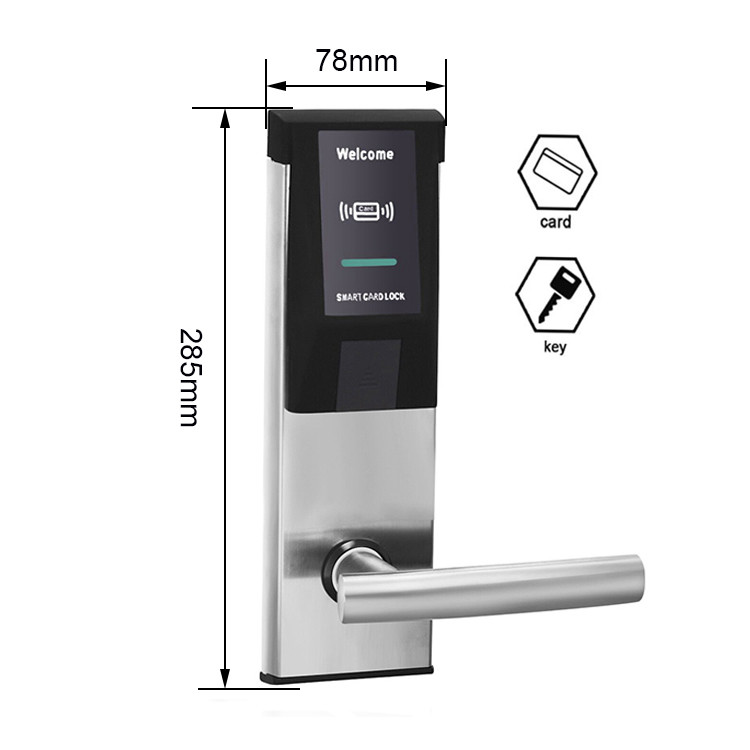 RFID Hotel Electronic Smart Door Locks 285mm Key Card Door Lock For Hotels