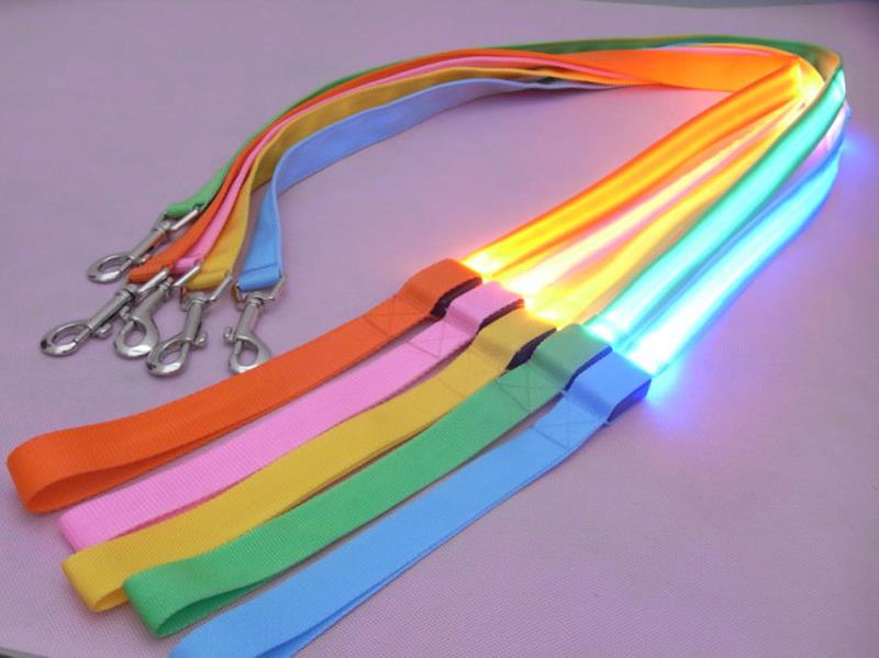 LED Lighted Dog Leash Night Safety Training Pet Lead Leashes