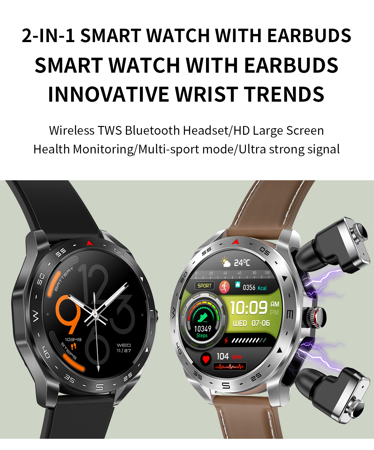 Long Battery Life TWS Support Smartwatch With Music Bracelet Syncs