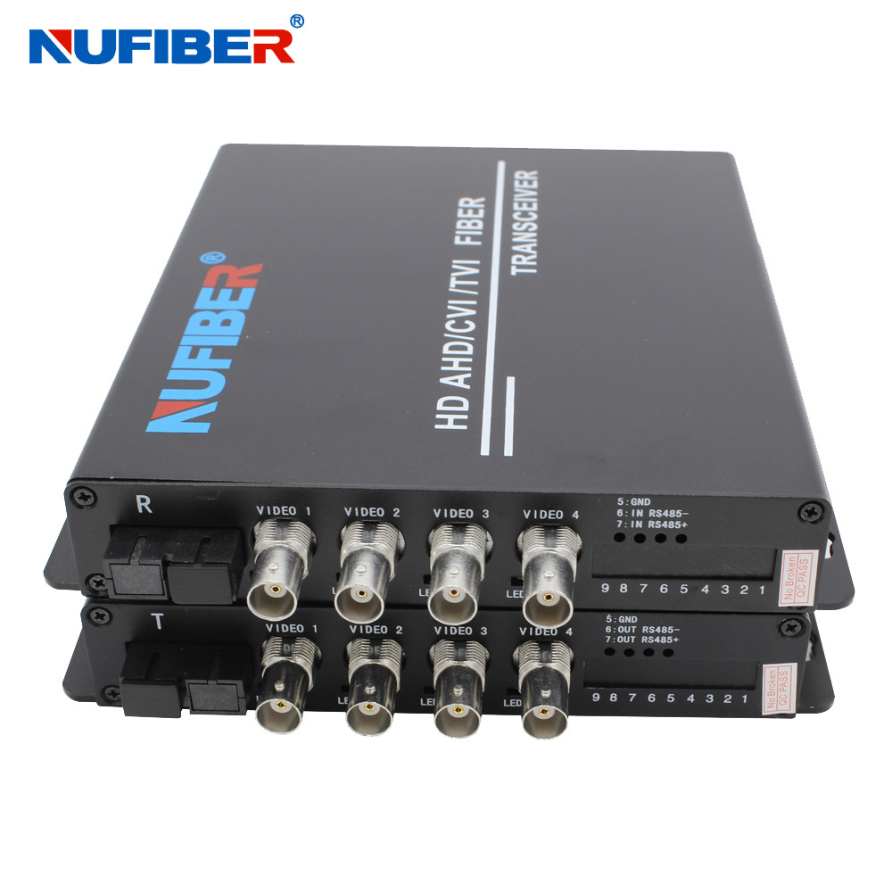 1080P Fiber Video Converter 4 channel Single Fiber SM 1310 / 1550nm FC For CCTV