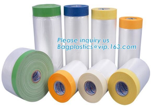 Pre-tapd paint masking film HDPE,Car paint repair masking film with tape, Hot sell masking film with adhesive tape, PAC