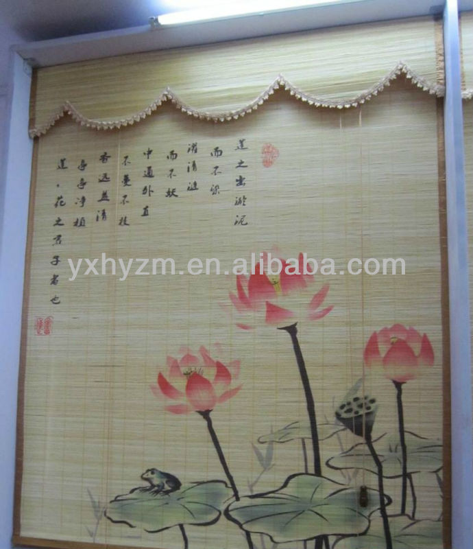 Printed Natural Bamboo Roman Blinds Customized Length Strong But Flexible