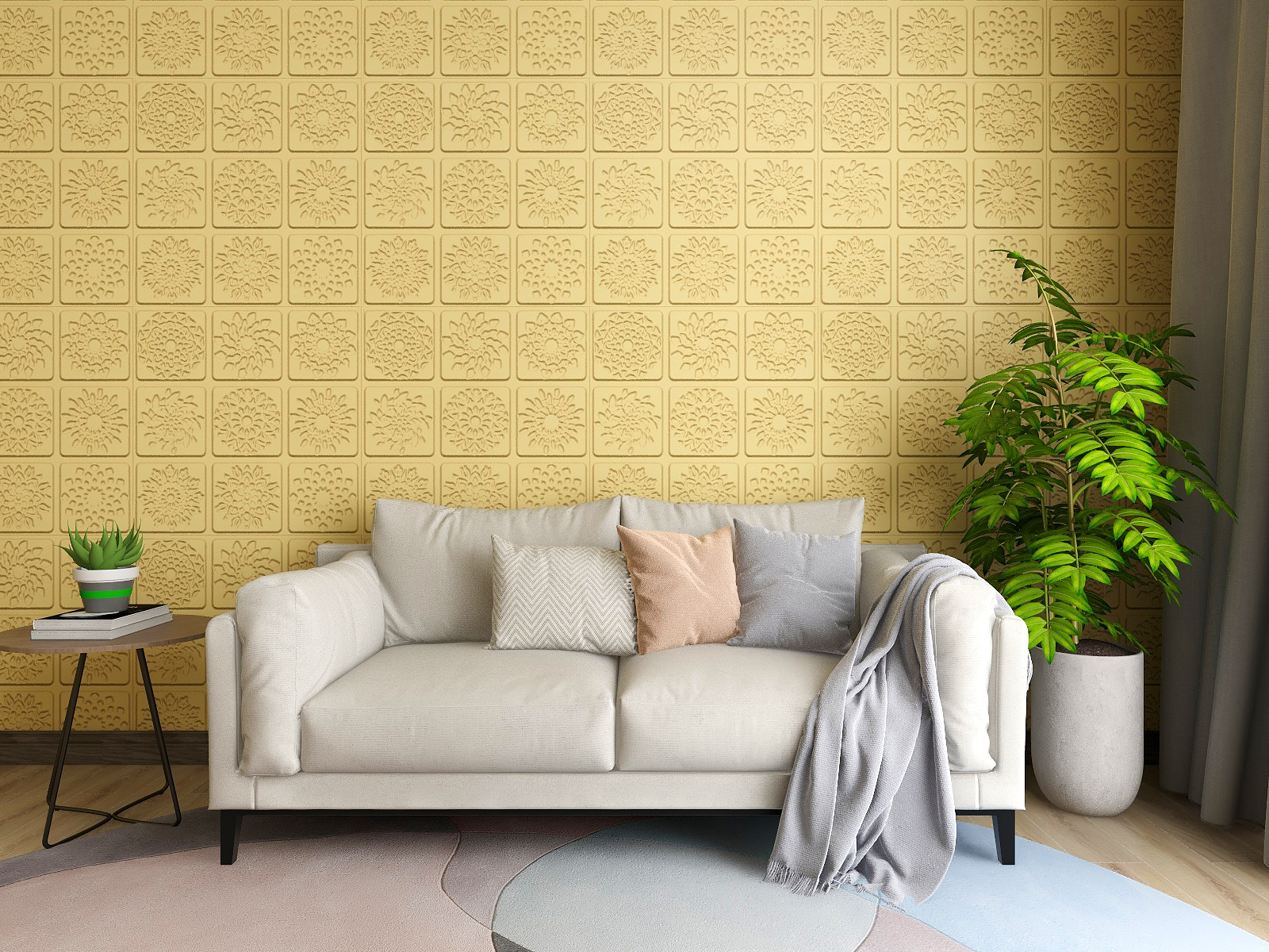Household 3D PE Foam Wallpaper Brown Blue Yellow 3D Foam Wallpaper Waterproof