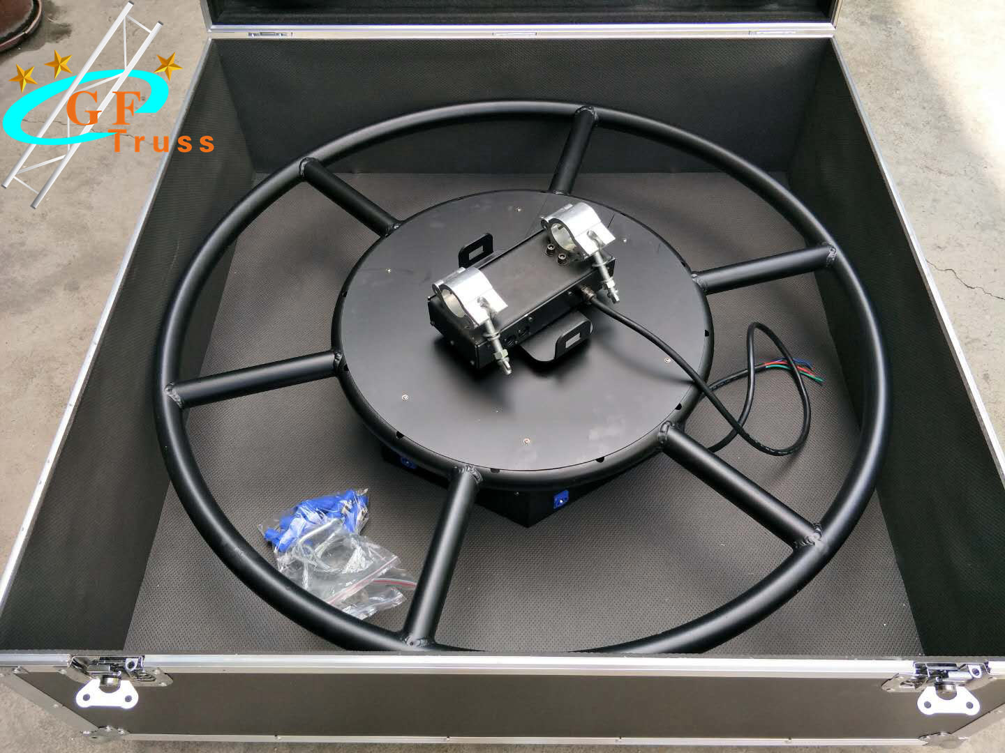 Spinning DMX512 Stage Circle Lighting Truss For Hanging Moving Head Light