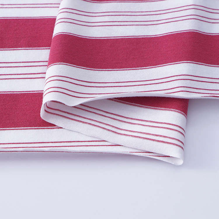 Healthy And Smooth Strong Durable Natural Striped Knit Fabric For T-Shirt