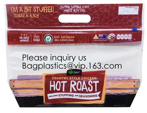 Zipper Hot Chicken Bags/ Roasted Chicken Packaging Bag With Window/ Microwaveable Grilled Chicken Bag, bagease, bagplast