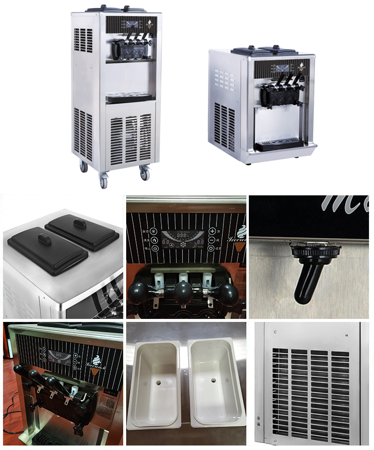 Commercial Soft Serve Ice Cream Making Machine with 6 Quart Capacity and English Operating Language