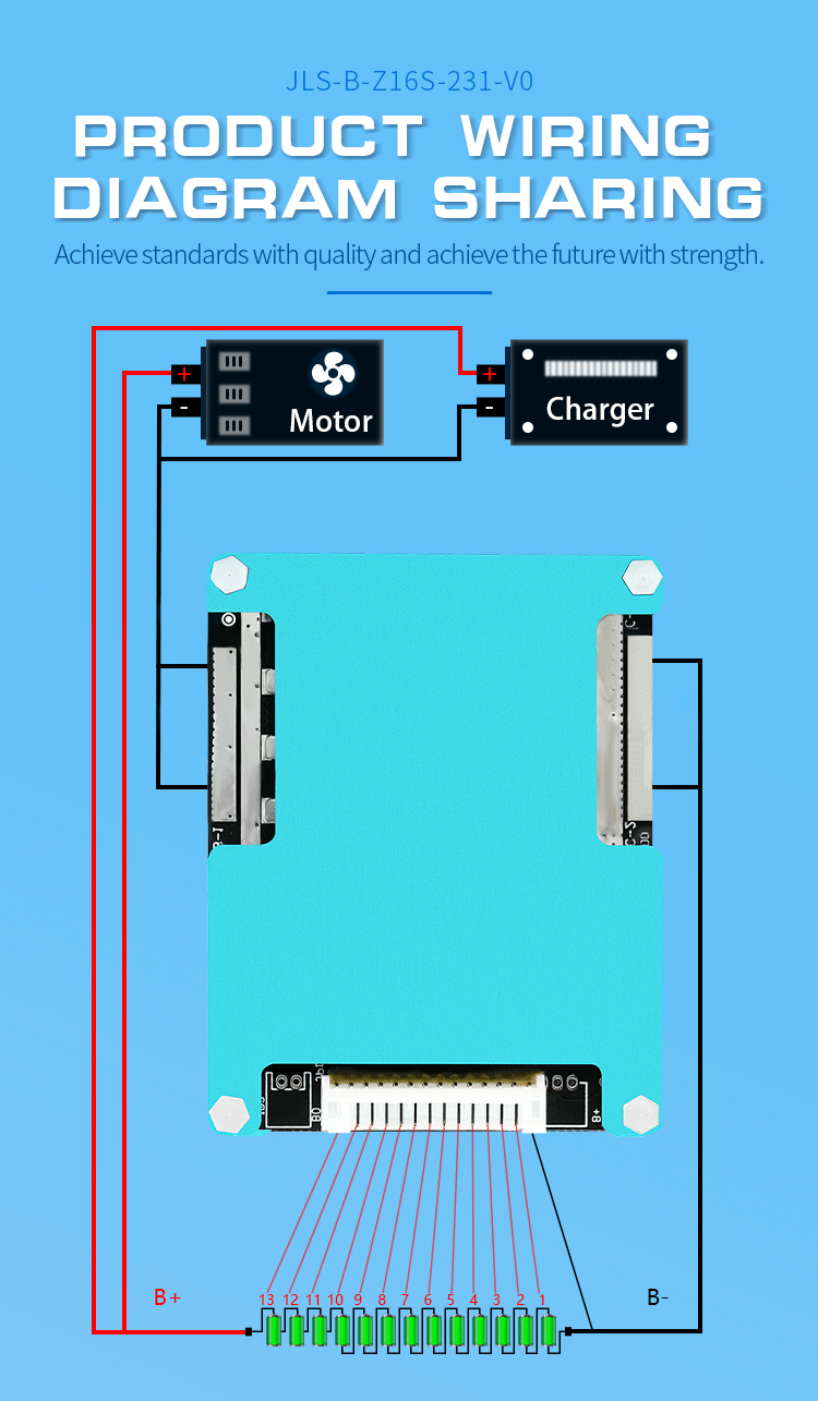 48V BMS Board 7S-16S 20A-30A For Electric Scooter And Bicycle LifePO4 Battery