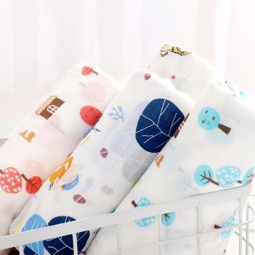 Infant Muslin Swaddle Blankets Machine Washable Adjustable Wrap Comfortable