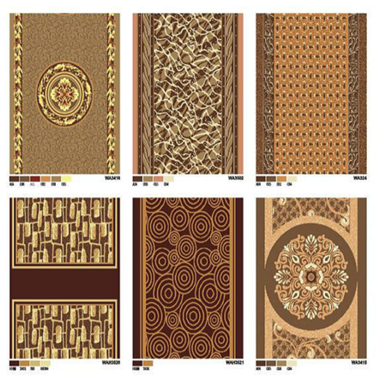 Brown Flower PVC Carpet Flooring / Corridor Wilton Patterned Carpets