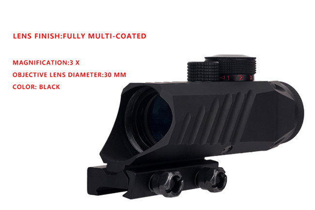Riflescopes Optics 3x30 Tactical Hunting Scope Reticle Red / Green Each 5 Adjustment