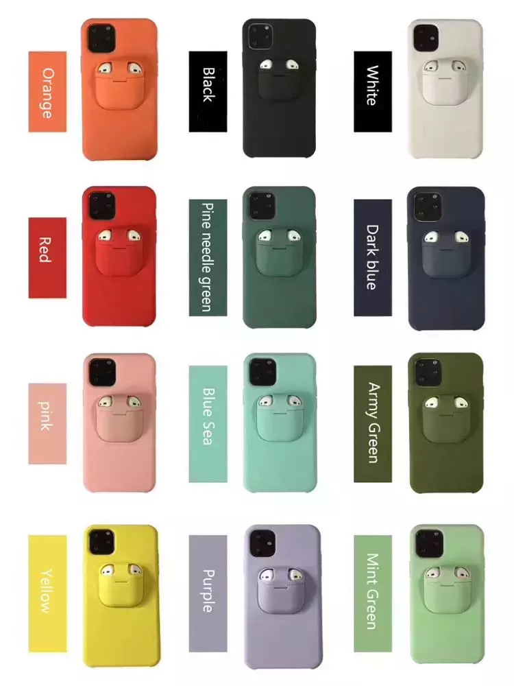 2 In 1 IPhone Soft Silicone Phone Case With Earphone Caps
