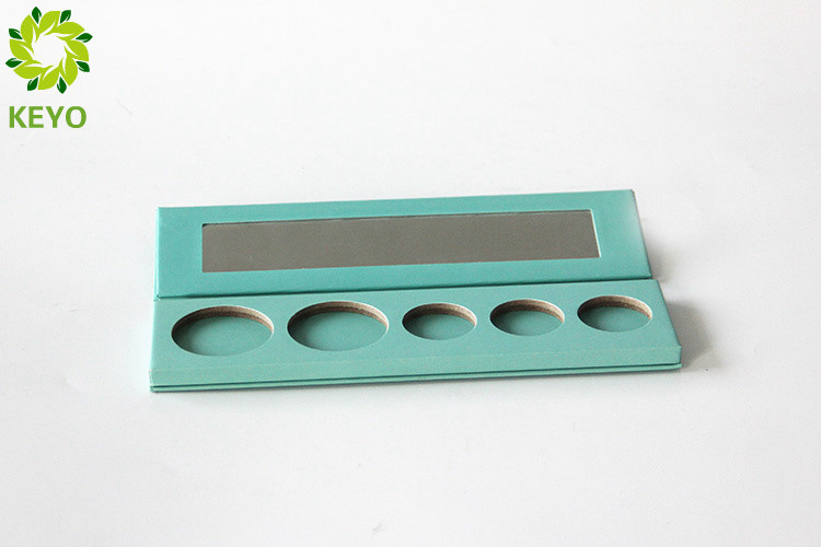 Green Paper Empty Eyeshadow Palette Rectangle 5 Pans Type With Mirror