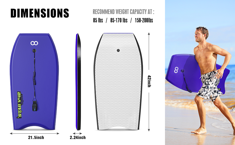 Custom EPS XPE HDPE Bodyboards for Kids 1.97 Inch Thickness Durable Design