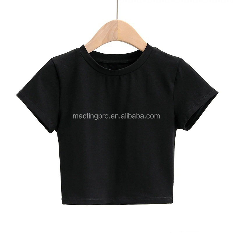Custom Graphic Printed Logo Sexy Tight Cotton Spandex Cropped T shirt for Y2k Fashion