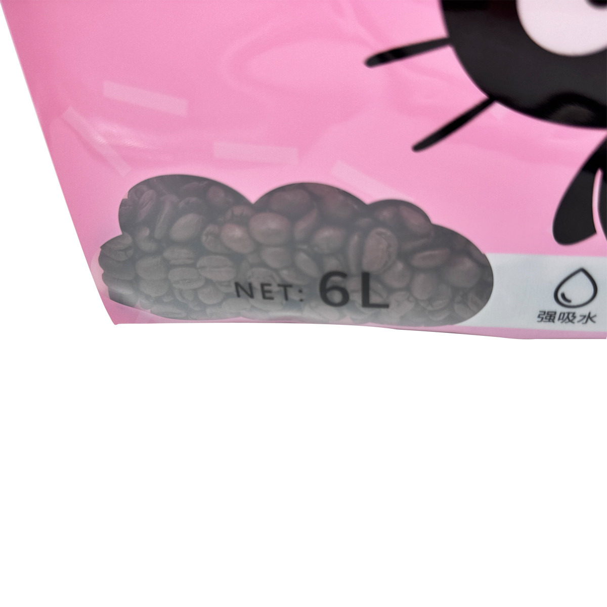 Custom Recyclable Pink Stand Up Flat Bottom Side Gusset 3lb 5lb 10lb Cat Litter Packaging Bags with Clear Window
