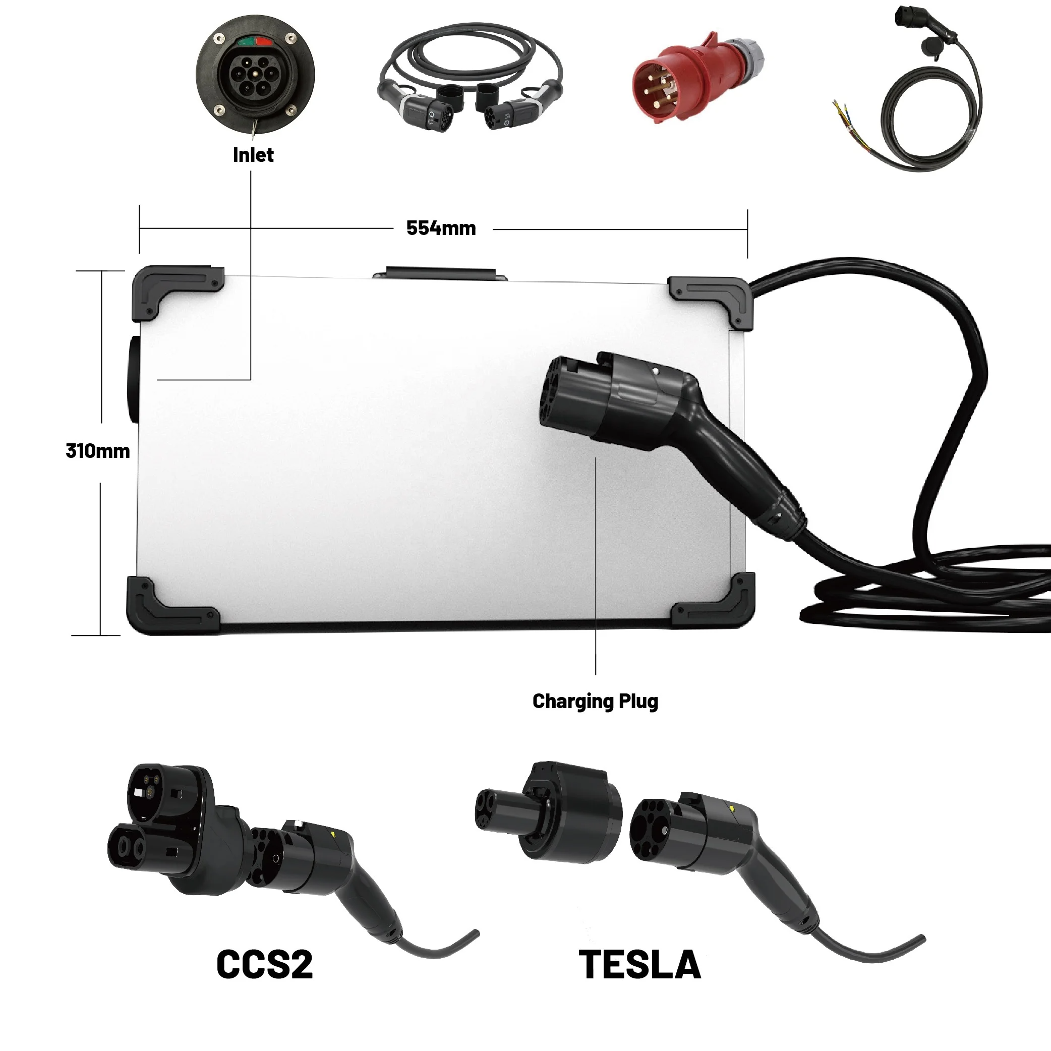 Portable DC Fast Charging Stations EV Charger 20kW CE Certificated With GBT CCS2 Cable