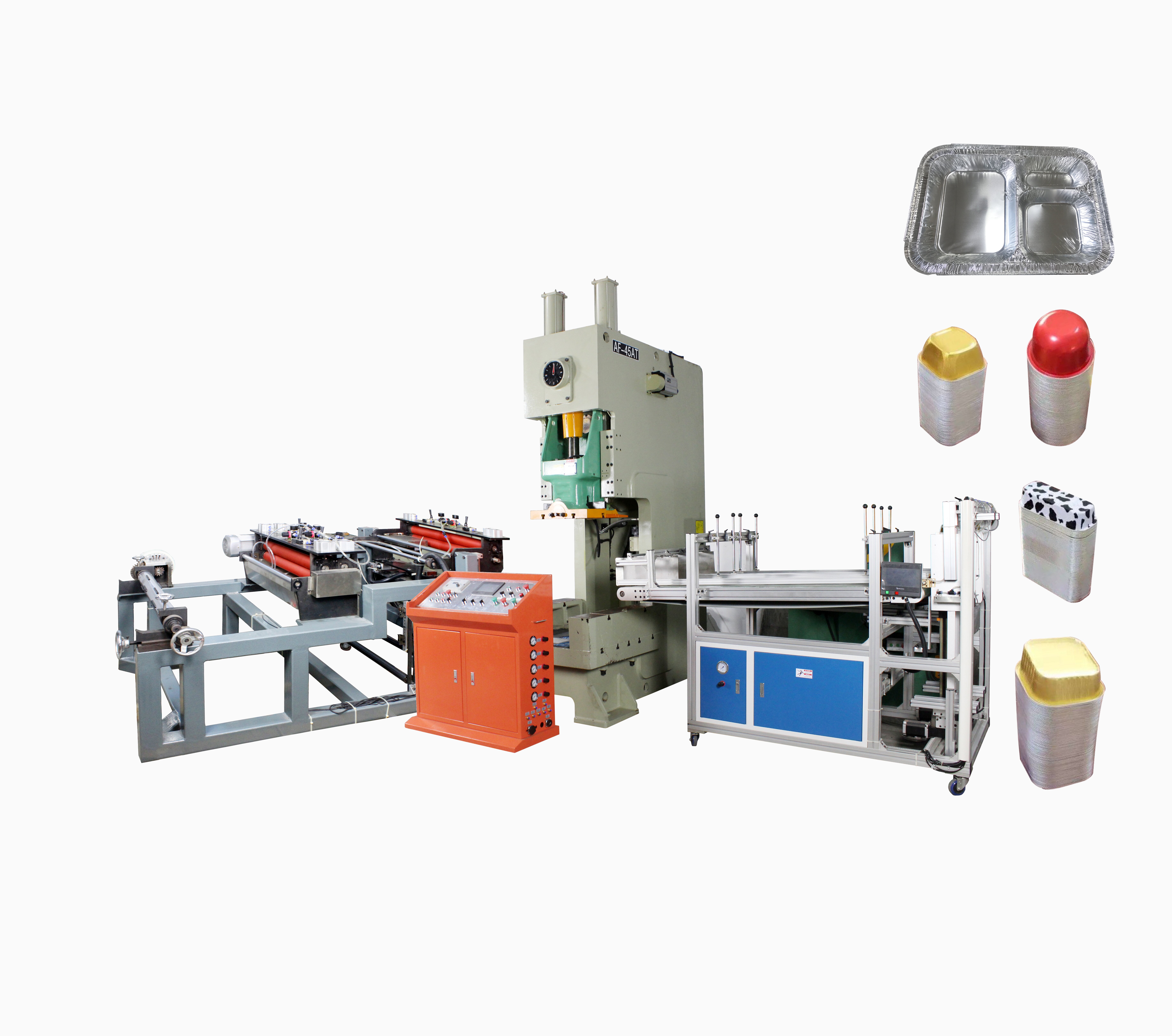Double Track Collector Aluminum Foil Food Container Making Machine with 3KW Power