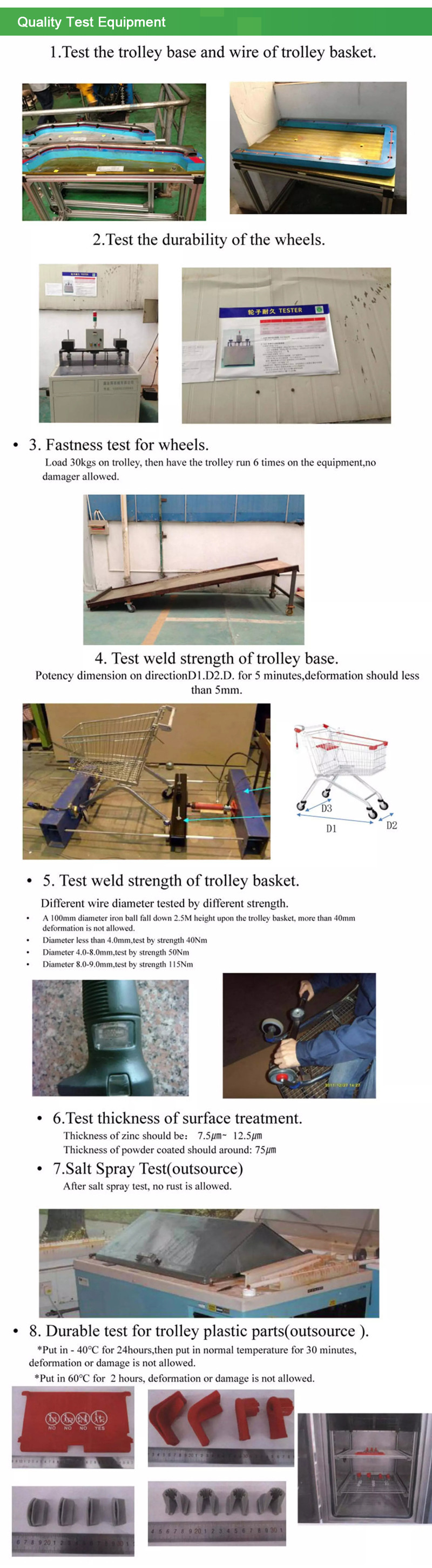 Multifunctional Supermarket Shopping Trolley Electrophoresis Metal Shopping Cart