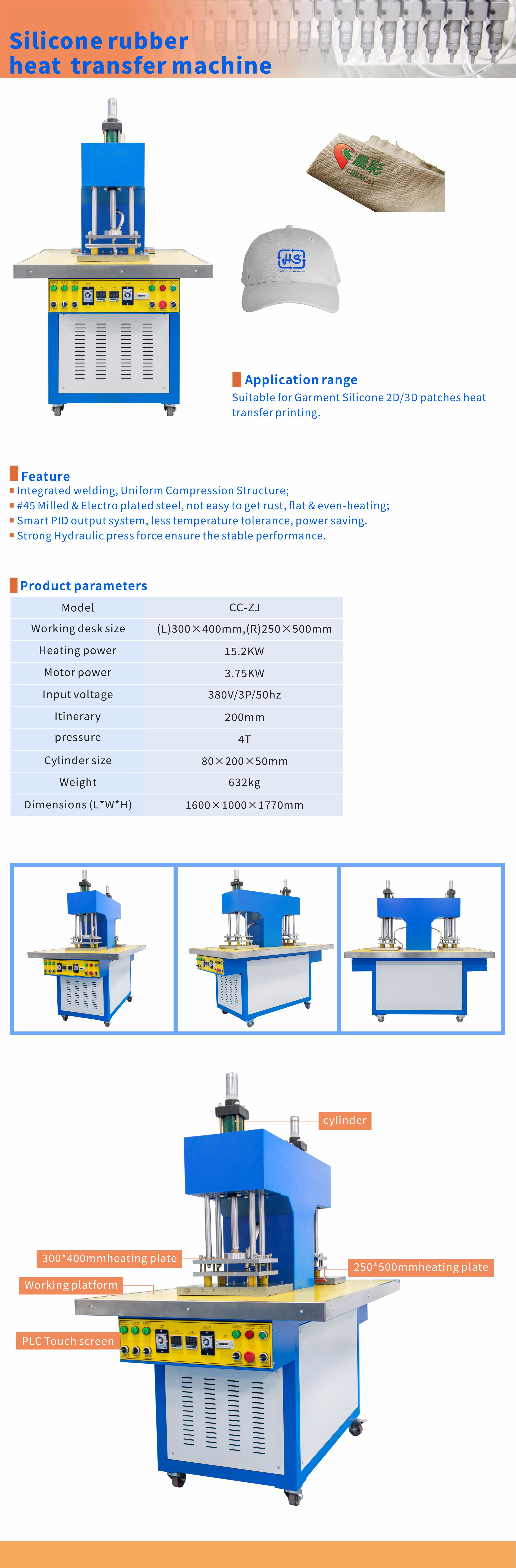 380V 3P 50Hz Heat Transfer Machine Silicone Clothing Label Making Machine
