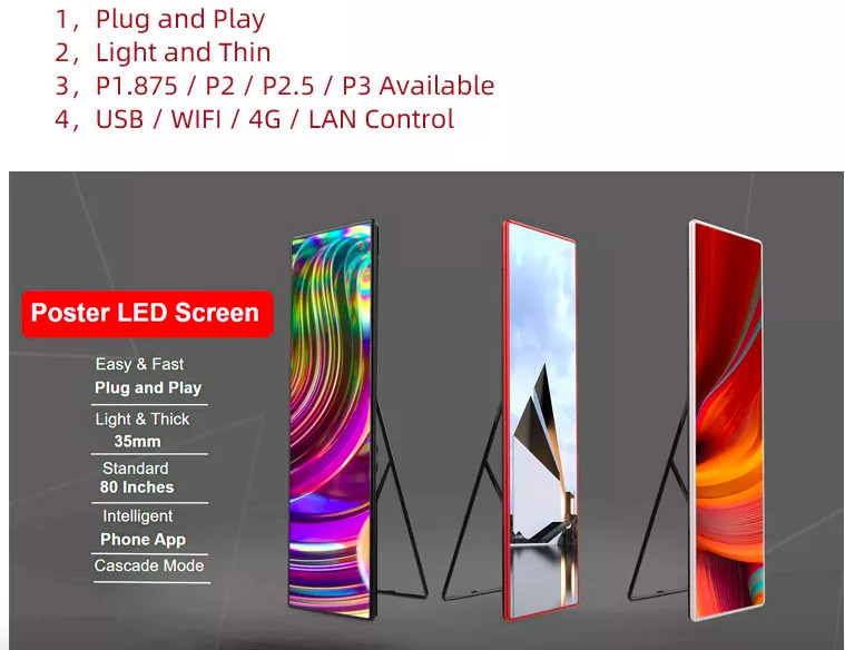 Floor Standing WIFI Control Poster Led Display Light Weight Magic Digital Mirror P2.5
