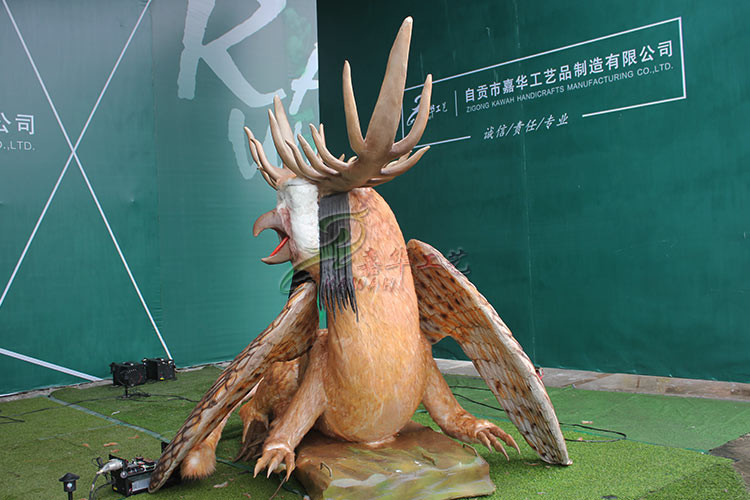 Outdoor Realistic Animatronic Dinosaur Interesting Brown Color Monster