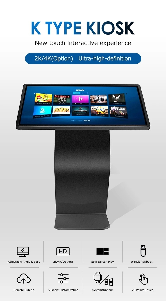 Exhibition Hall Self Service Touch Screen Kiosks 21.5 32 43 55'' Android Windows