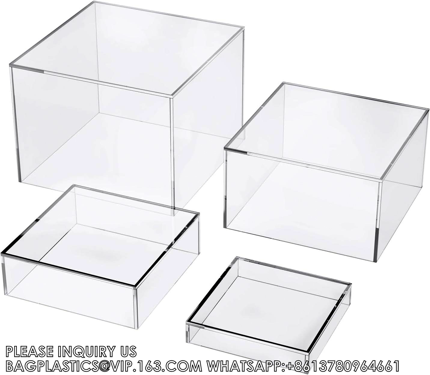 Acrylic Display Risers Acrylic Boxes Acrylic Display Nesting Cubes 5 Sided With Hollow Bottoms Display Stand Shelf