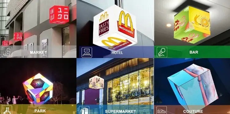 Full Color 1R1G1B HD Magic Cube LED Display With IP31 Rated Iron Cabinet