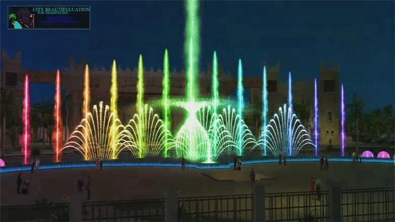 Full color LED lighted music fountain with sound system