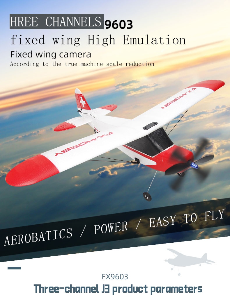 FX9603 2.4GHz 3CH 6-Axis Gyro EPP Foam J3 RC Airplane RTF Fixed Wing Outdoor Remote Control Plane Aircraft RC Glider Flying Toys