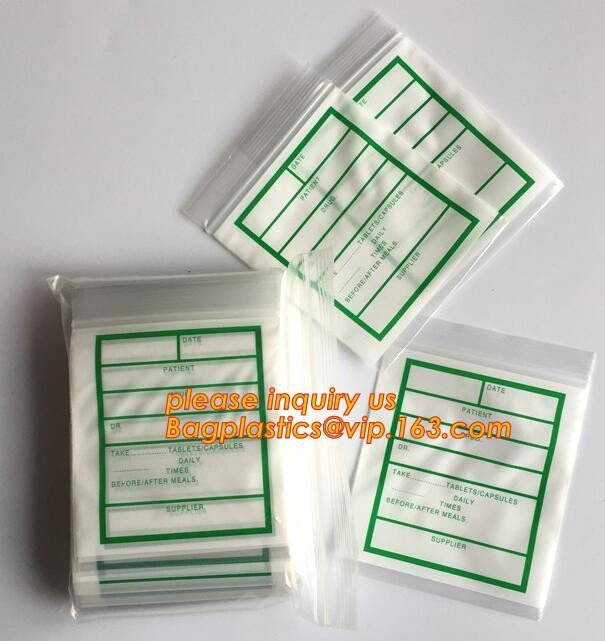 Eco friendly biohazard medicine Zip lockk bag, FDA LDPE Materials Medical using Zipper Bags Plastic Zip lock bags with own