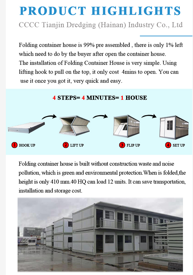 Quick Build Folding Container House Modular Wind Resistance Steel Structure