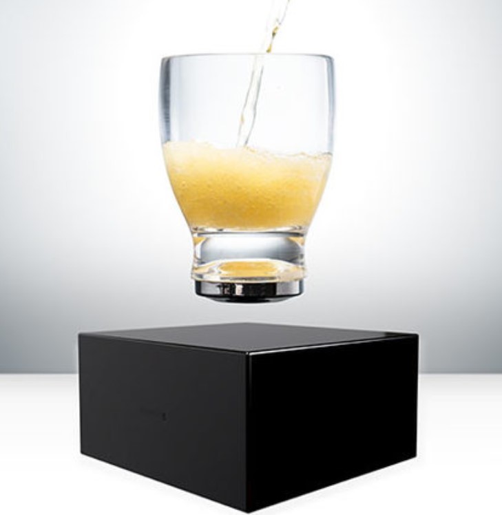 wireelss rechargeable levitation cup, wireless charging magnetic floating glassware cup display racks