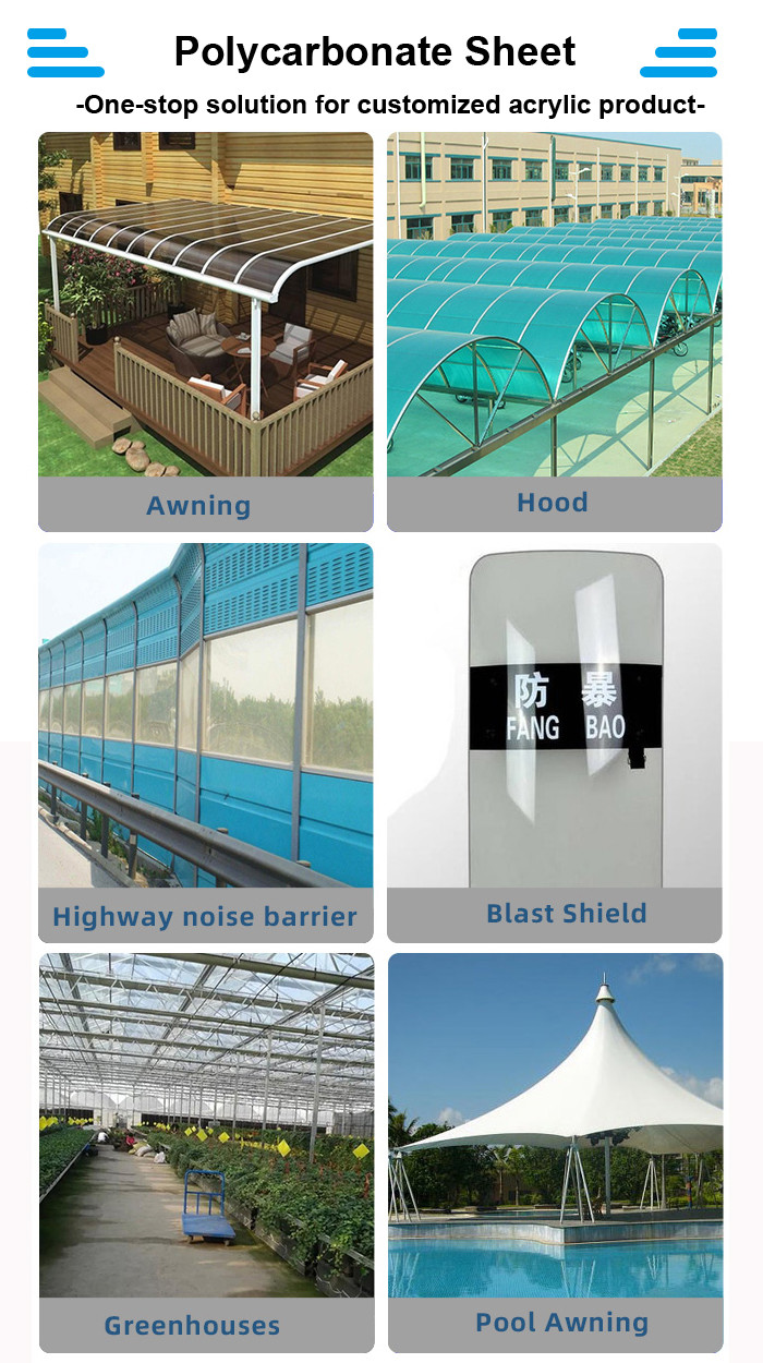 Perspex Polycarbonate Roofing Sheet Transparent Blue Impact Resistance